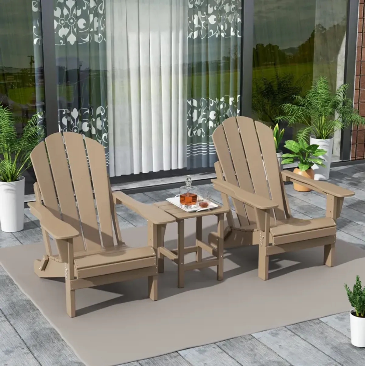 WestinTrends 3-Piece Outdoor Patio Adirondack Chairs with Side Table Set