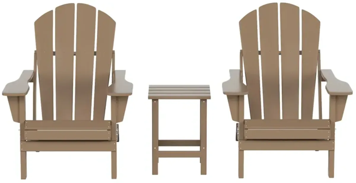 WestinTrends 3-Piece Outdoor Patio Adirondack Chairs with Side Table Set