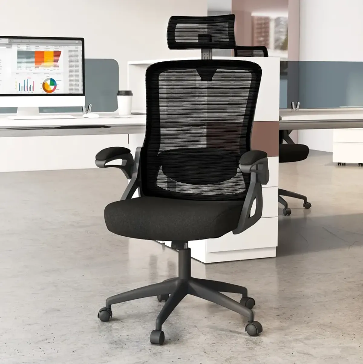 Adjustable Swivel Task Chair Ergonomic Office Chair with Adjustable Lumbar Support