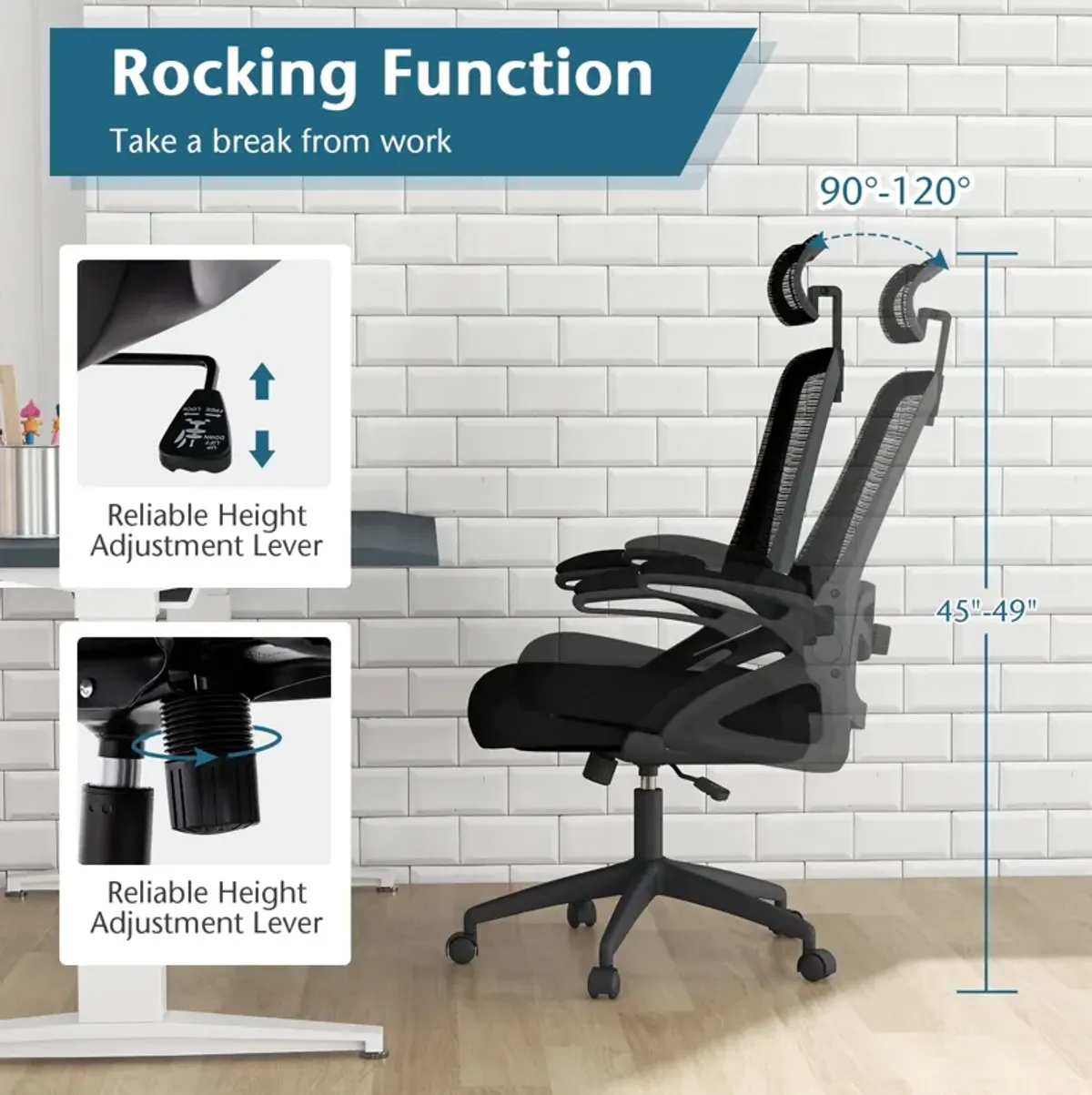 Adjustable Swivel Task Chair Ergonomic Office Chair with Adjustable Lumbar Support