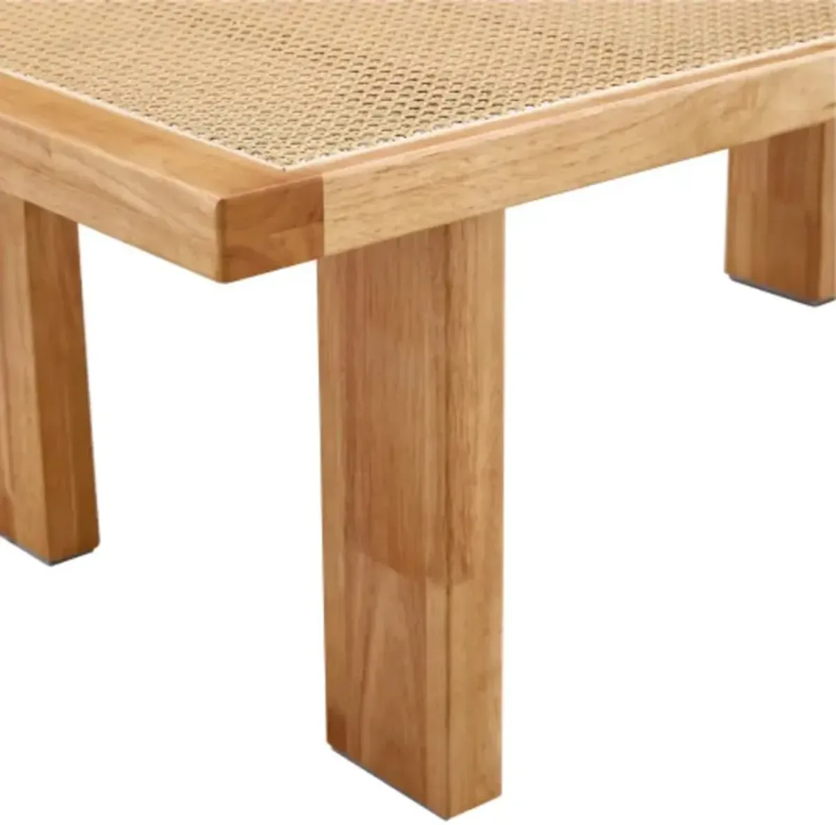 Modern and minimalist rectangular rattan tabletop with rubber wooden legs, imitation rattan woven Chinese side table, suitable for small rectangular tables in living rooms, dining rooms, and bedrooms