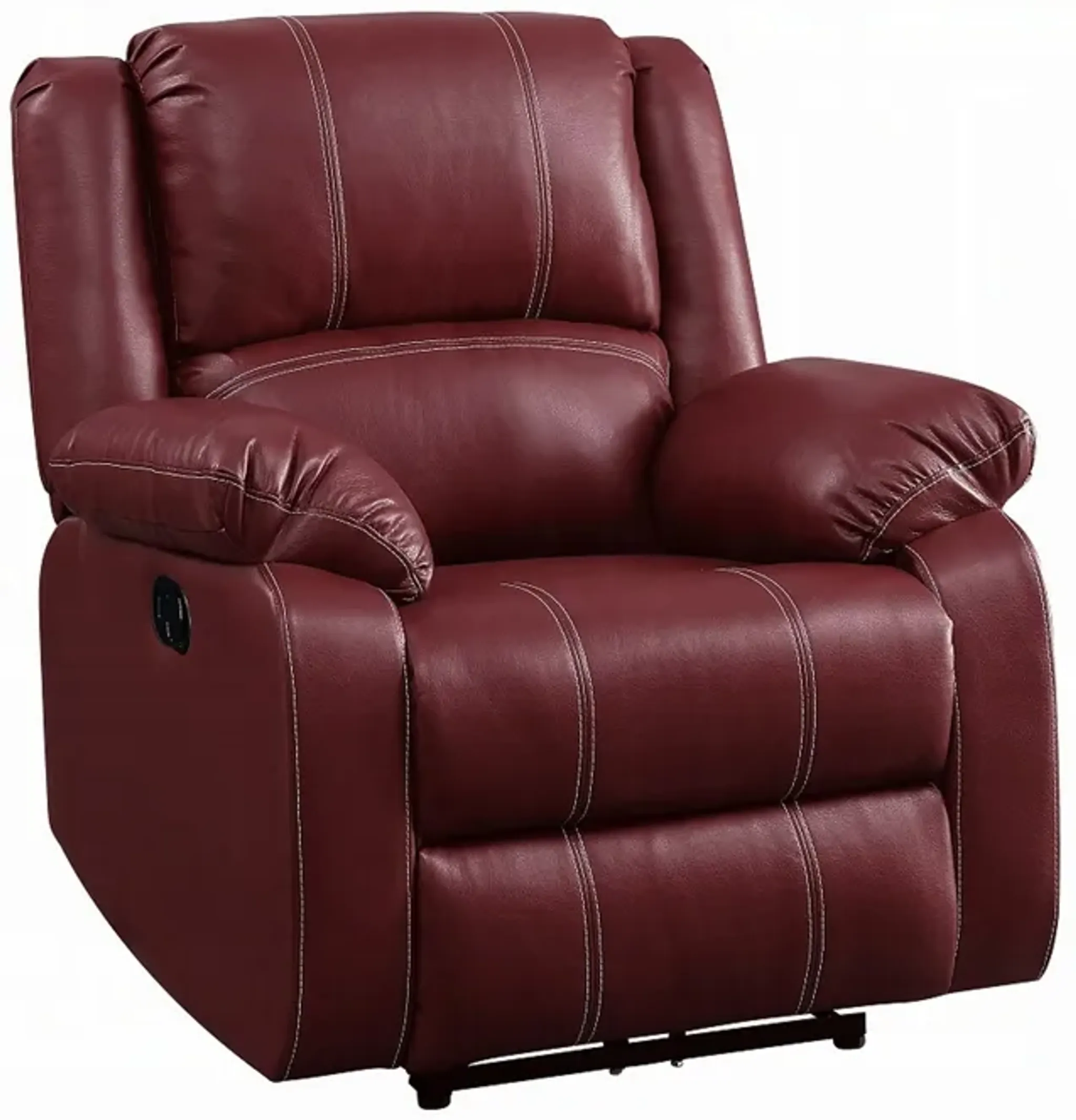 Zuru Motion Manual Rocker Recliner Chair, Plush Dark Red Faux Leather ...