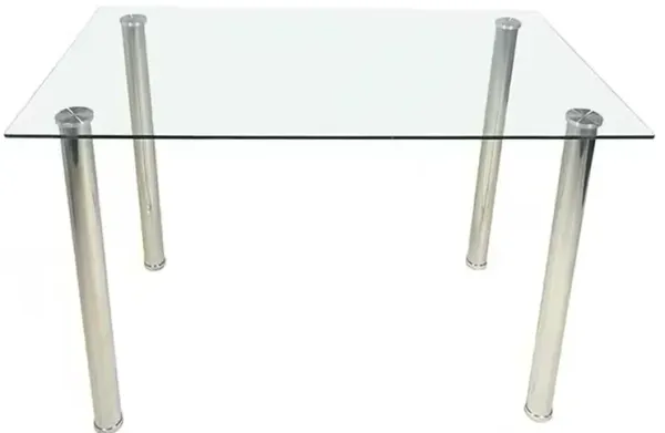 Modern Dining Table with Tempered Glass Top for Kitchen or Dining Room