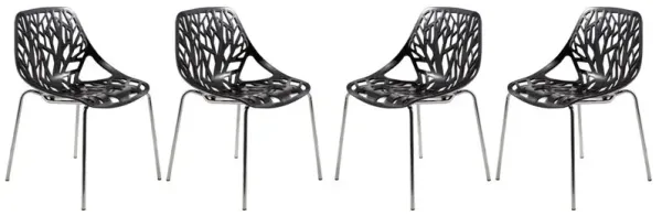 LeisureMod Modern Asbury Dining Chair w/ Chromed Legs, Set of 4