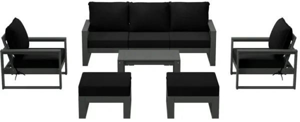 WestinTrends 8-Piece Modern HDPE Outdoor Patio Furniture Conversation Set with Coffee Table and Ottomans