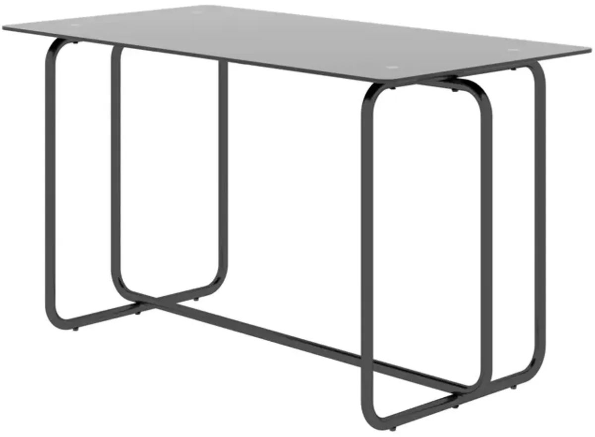 5-Piece Rectangle Dining Table Set With Metal Frame, Tempered Glass Dining Table For Kitchen