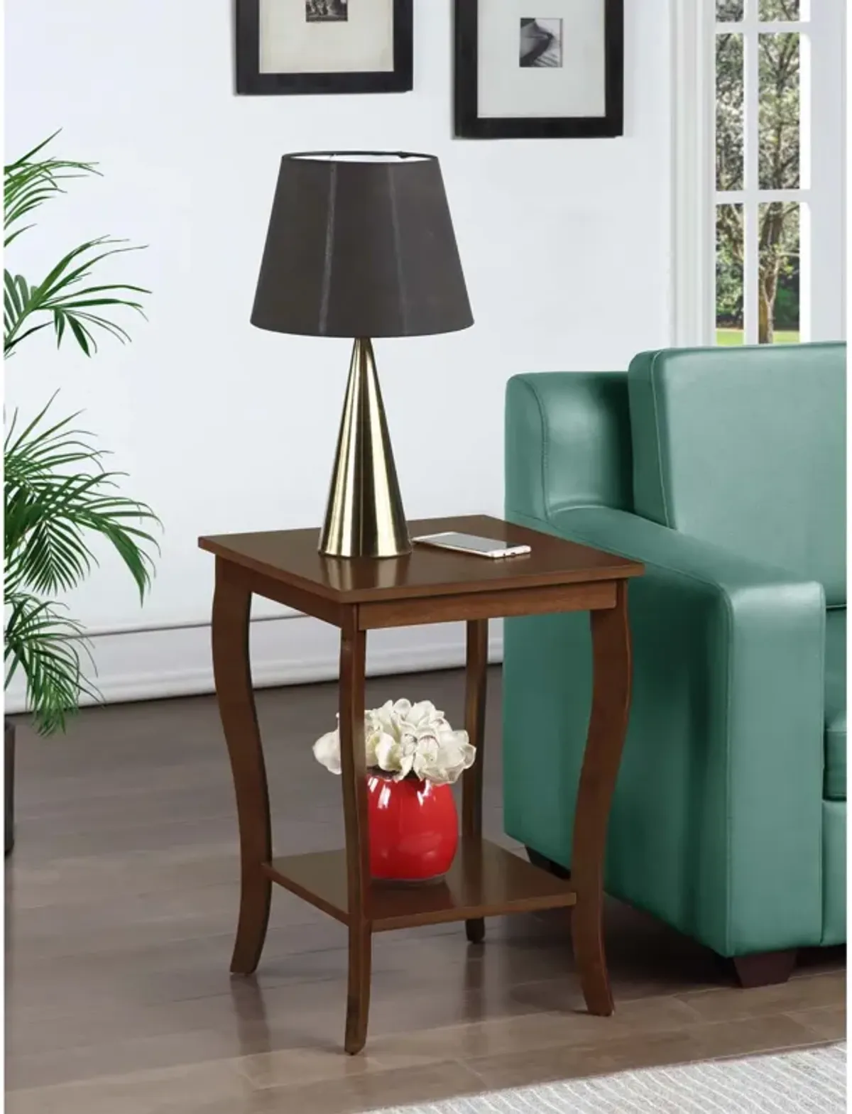 Convenience Concepts American Heritage Square End Table with Shelf, Espresso