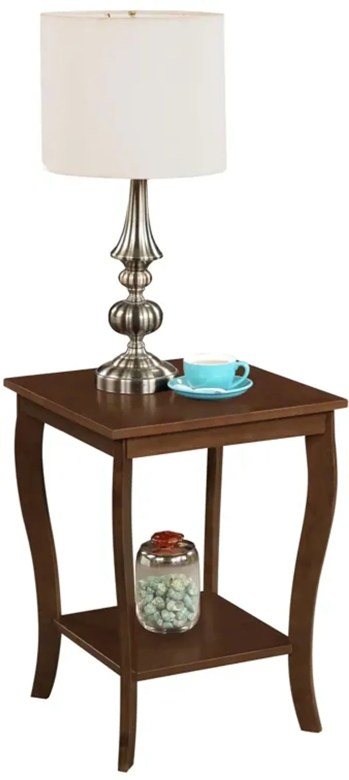 Convenience Concepts American Heritage Square End Table with Shelf, Espresso