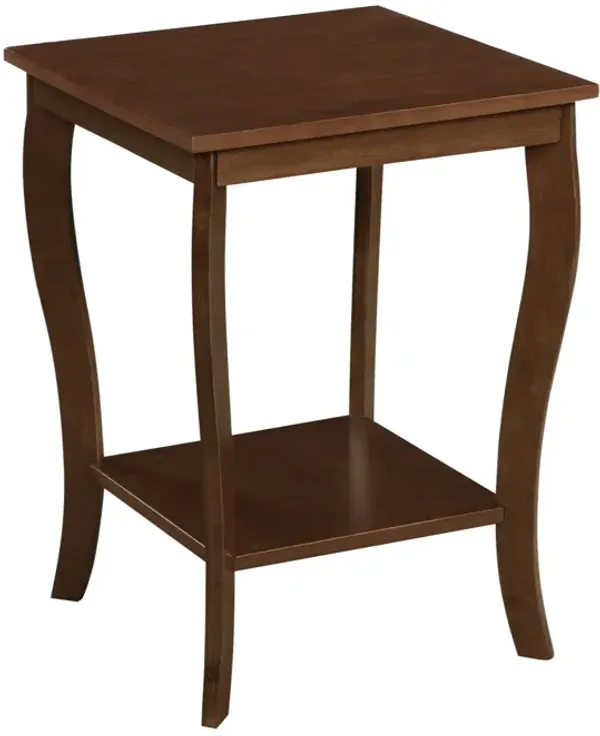 Convenience Concepts American Heritage Square End Table with Shelf, Espresso