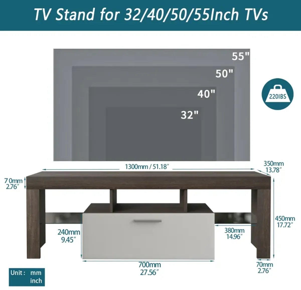 20 Minutes Quick Assembly Brown Simple Modern TV Cabinet Floor Cabinet Floor TV Wall Cabinet