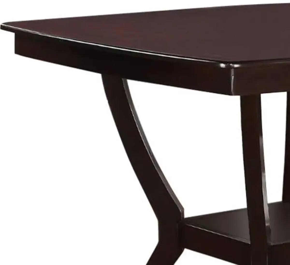 Square Shaped Wooden Counter Height Table With Bottom Shelf Brown-Benzara