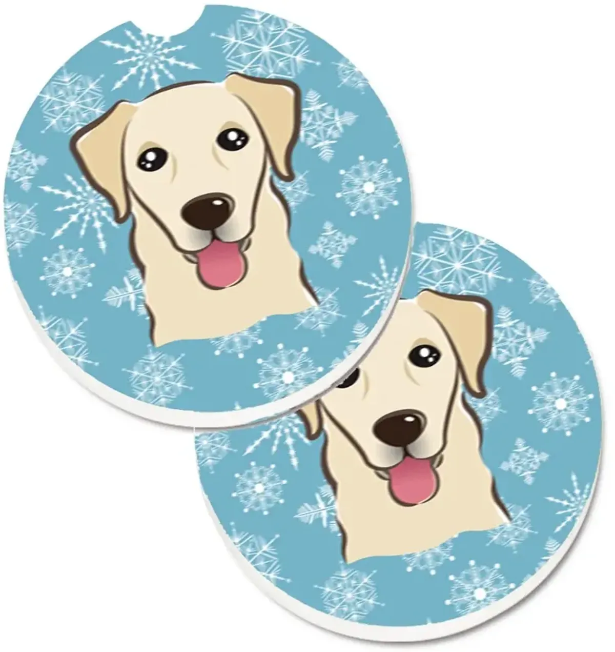 Caroline's Treasures Snowflake Golden Retriever Set of 2 Cup Holder Car Coasters BB1686CARC, 2.56, Multicolor