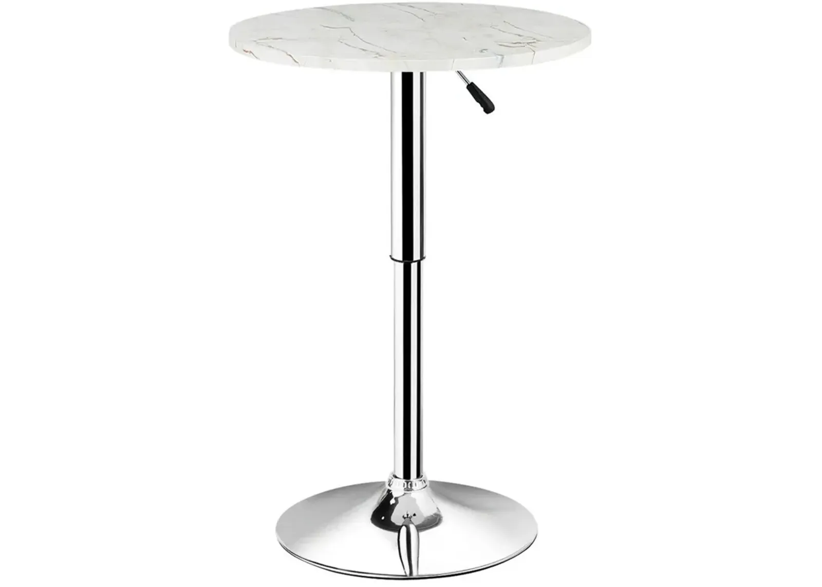 Adjustable 360° Swivel Height Round Pub Table with Marble Top