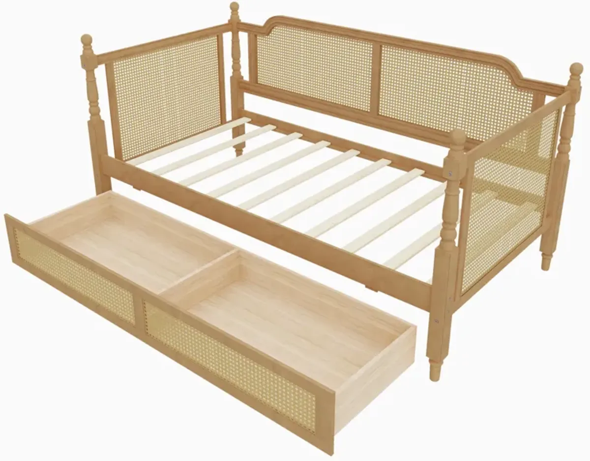 Merax Traditional Style Rattan Daybed with 2 Drawers