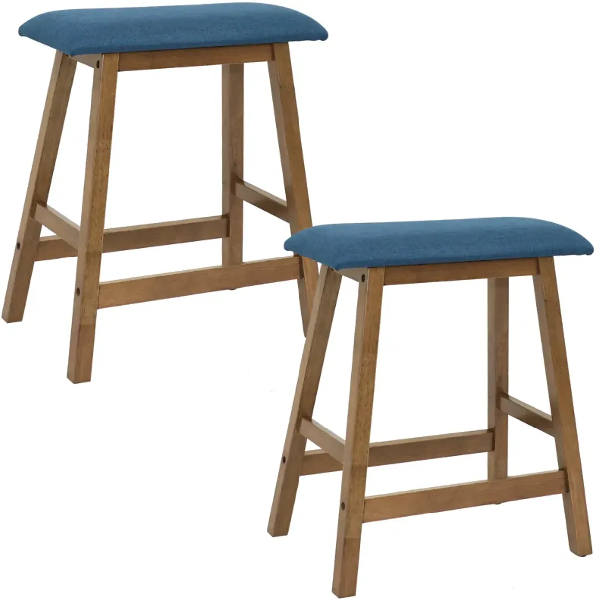 Sunnydaze Wood Counter-Height Stool with Cushion - Weathered Oak - Set of 2