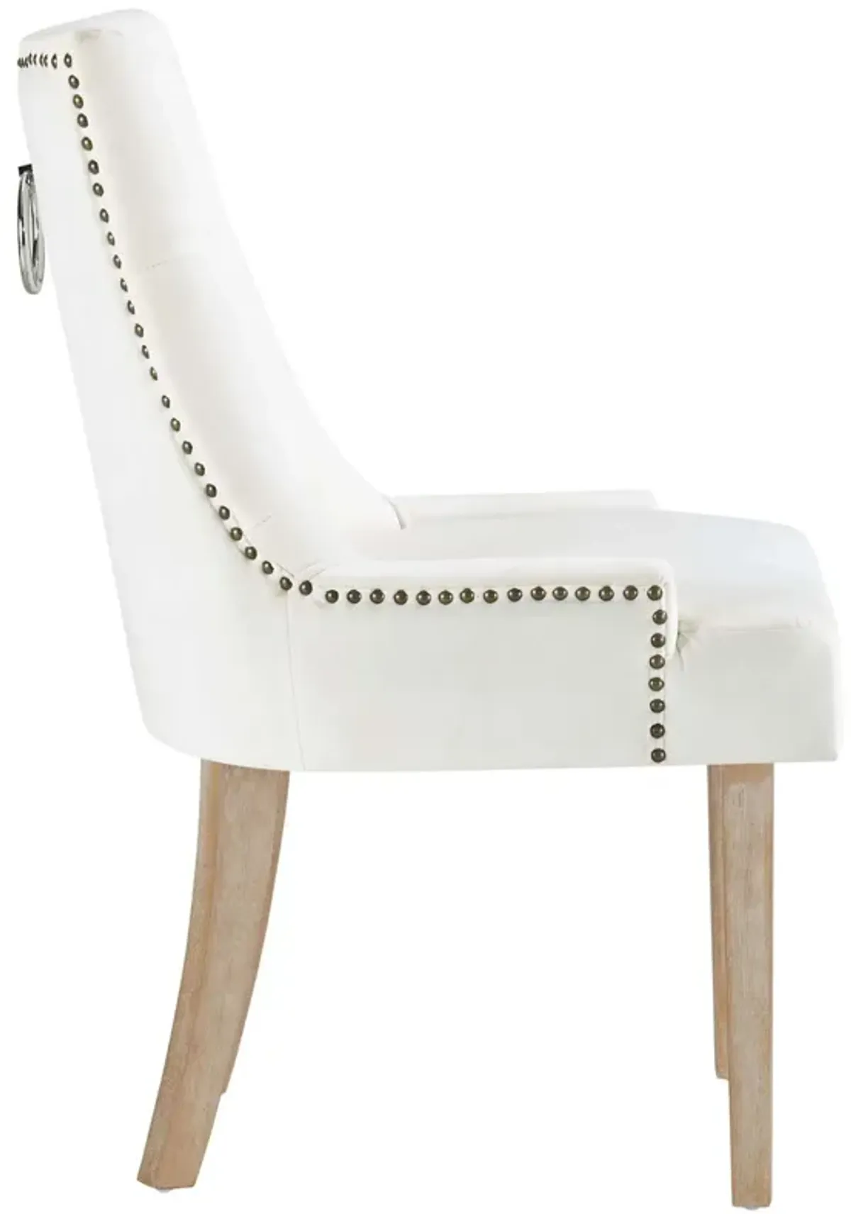 Modway Pose Tufted Performance Velvet Upholstered Dining Chair with Nailhead Trim in Ivory