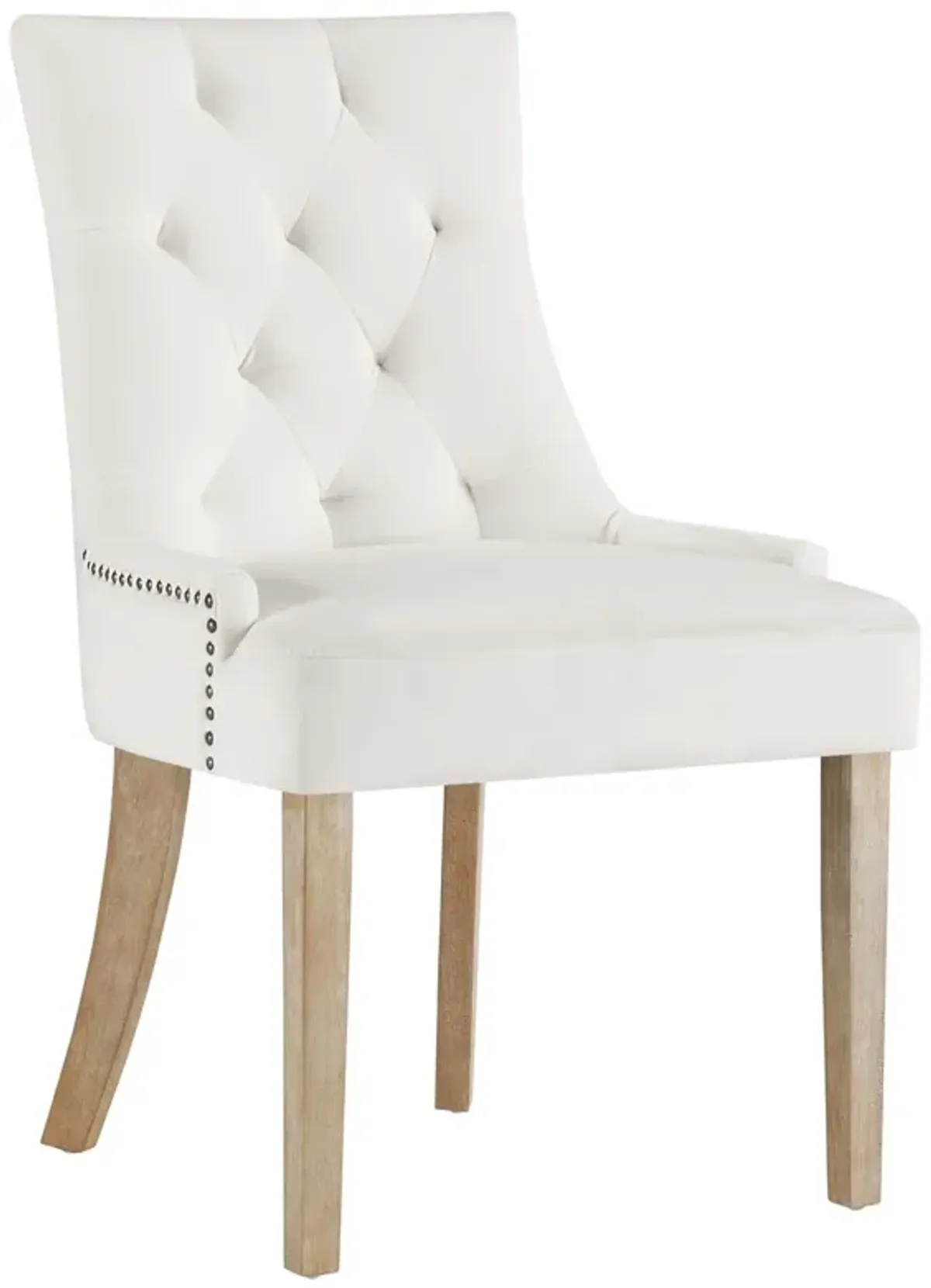 Modway Pose Tufted Performance Velvet Upholstered Dining Chair with Nailhead Trim in Ivory