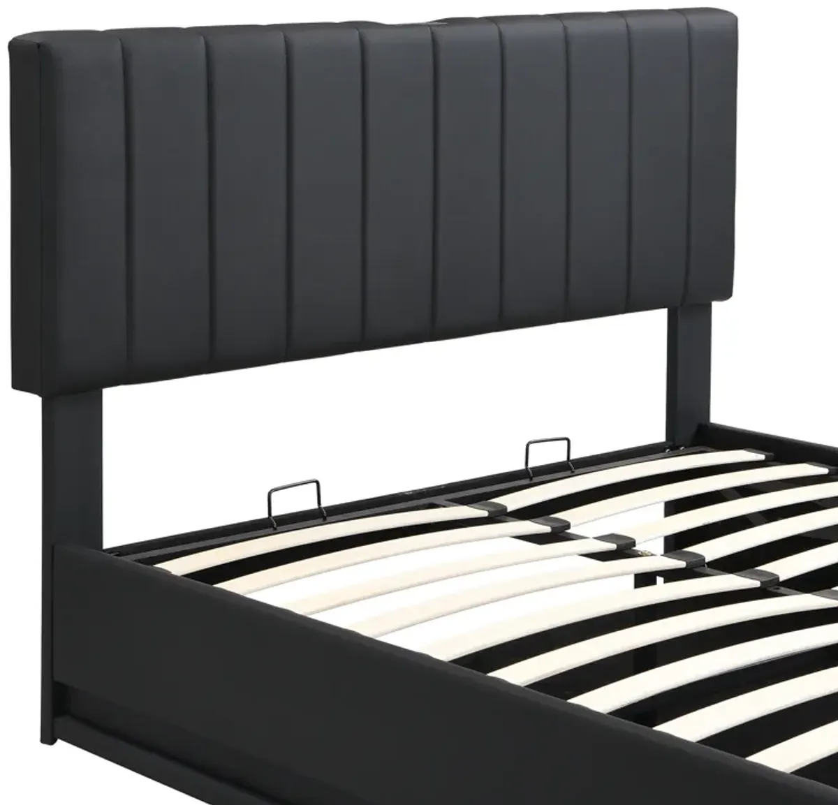 Merax Upholstered LED Light Platform Bed with Hydraulic Storage