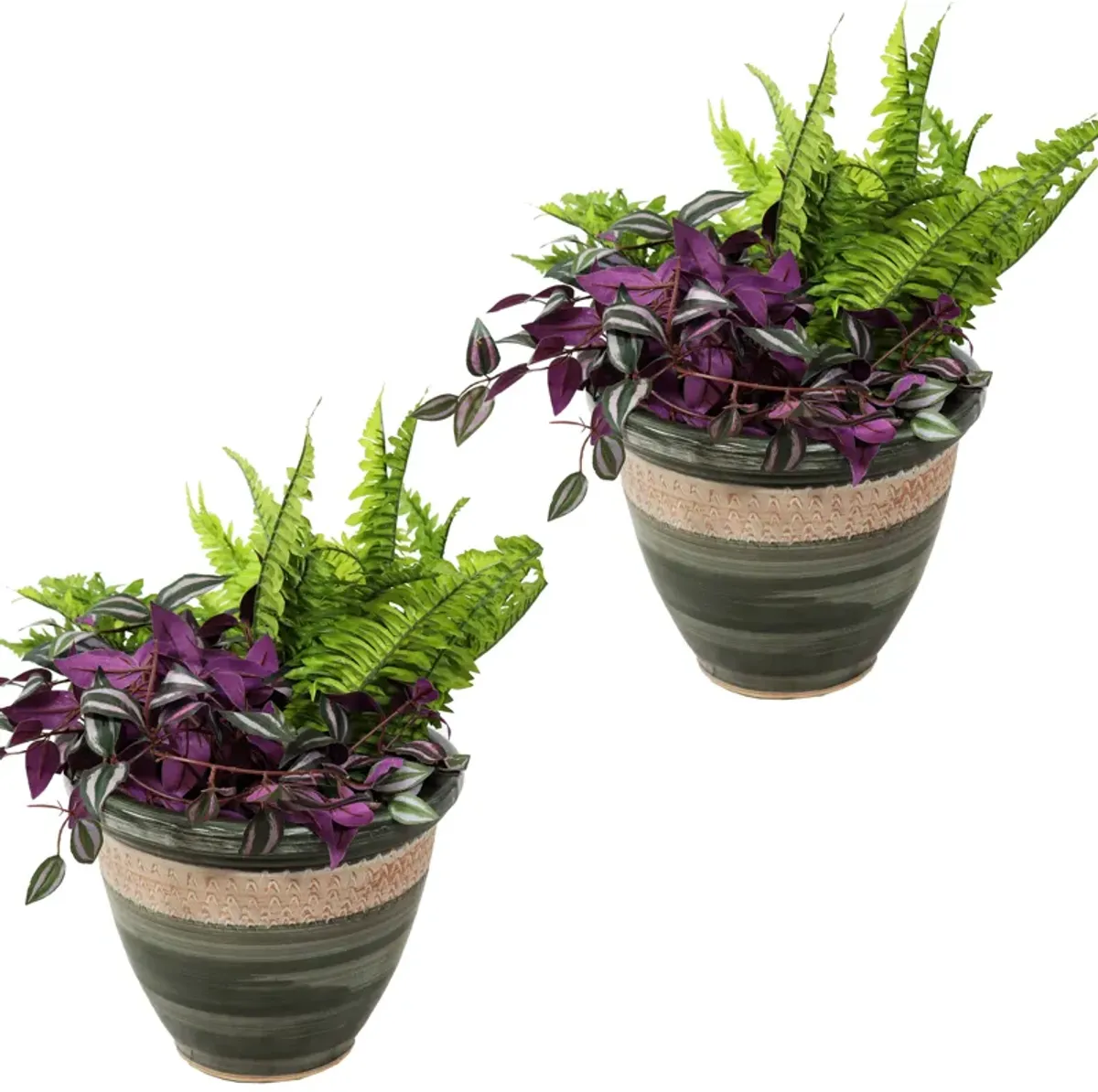 Sunnydaze Purlieu Ceramic Planter - 12" - Set of 2