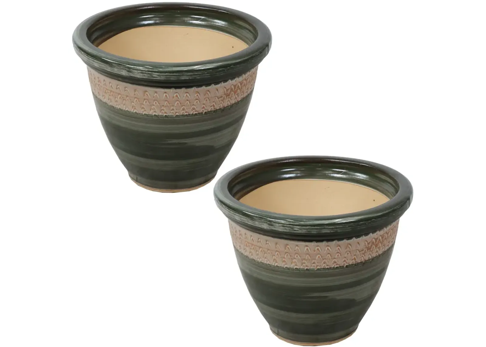 Sunnydaze Purlieu Ceramic Planter - 12" - Set of 2