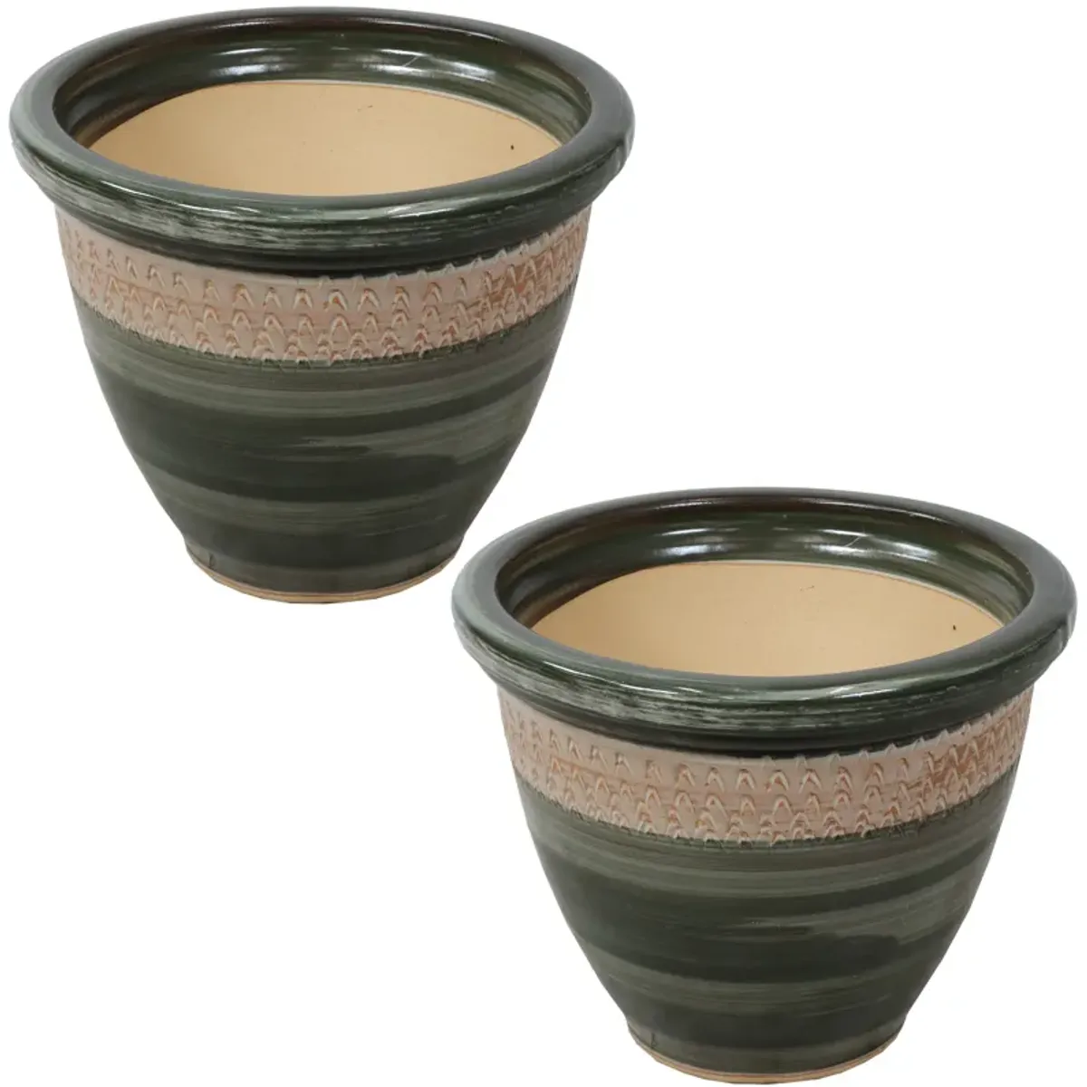 Sunnydaze Purlieu Ceramic Planter - 12" - Set of 2