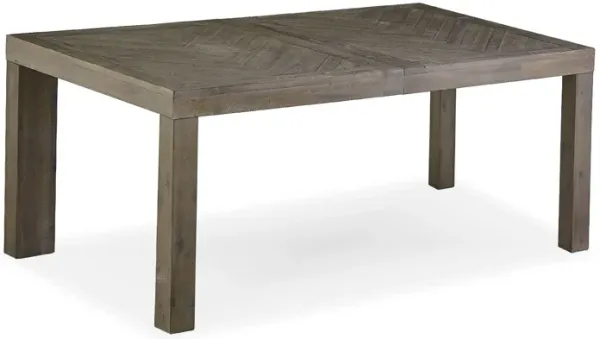 72-89 Inch Extendable Acacia Wood Dining Table, Herringbone Pattern, Gray - Benzara