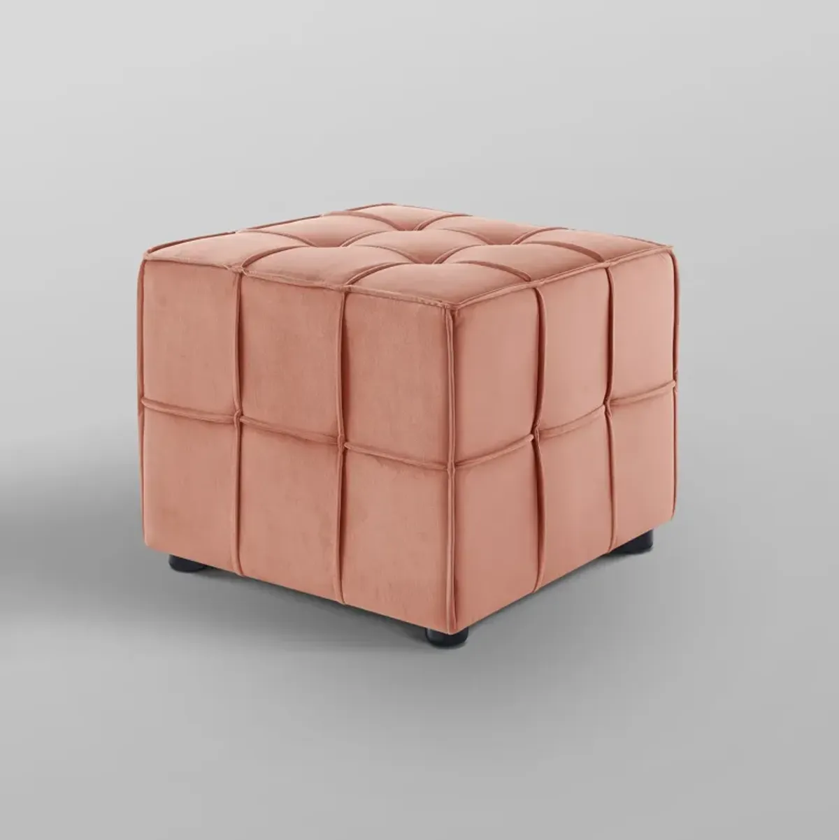 Loft Lyfe Ladda  Velvet Allover Tufted Cube Ottoman