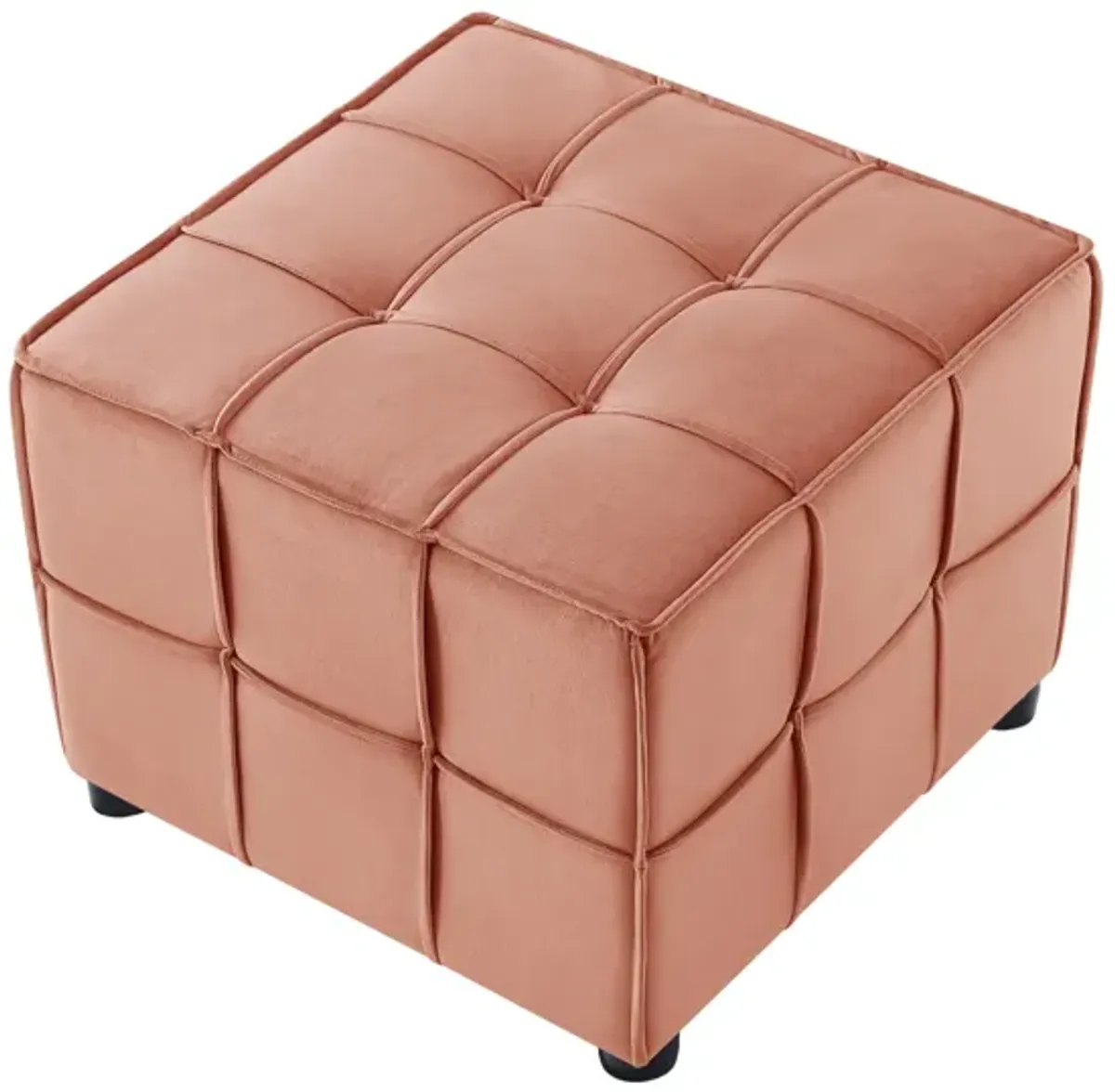 Loft Lyfe Ladda  Velvet Allover Tufted Cube Ottoman