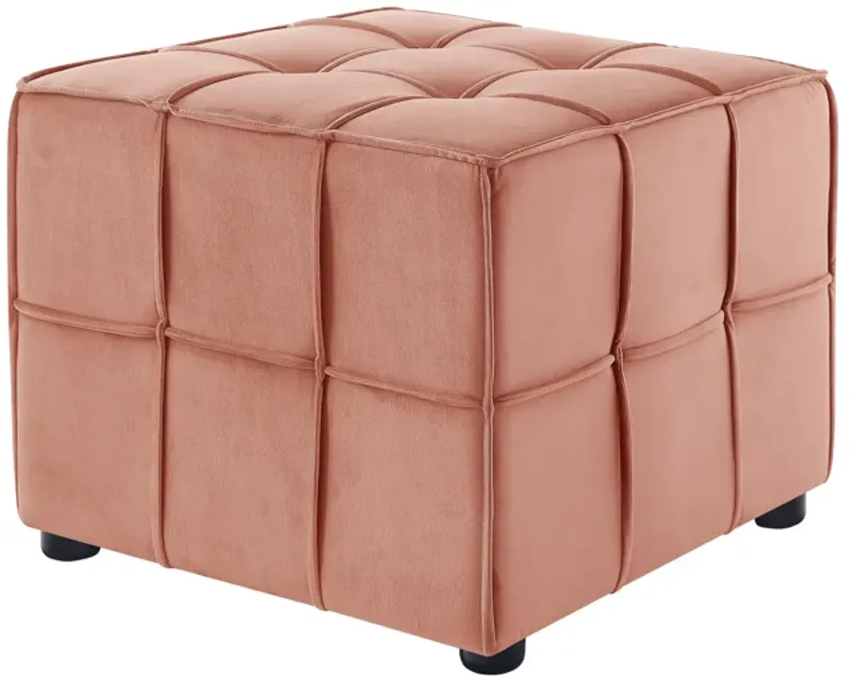 Loft Lyfe Ladda  Velvet Allover Tufted Cube Ottoman