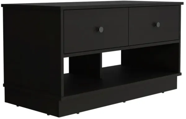 Hamilton Storage Bench, Two Open Shelves, Two Drawers -Black