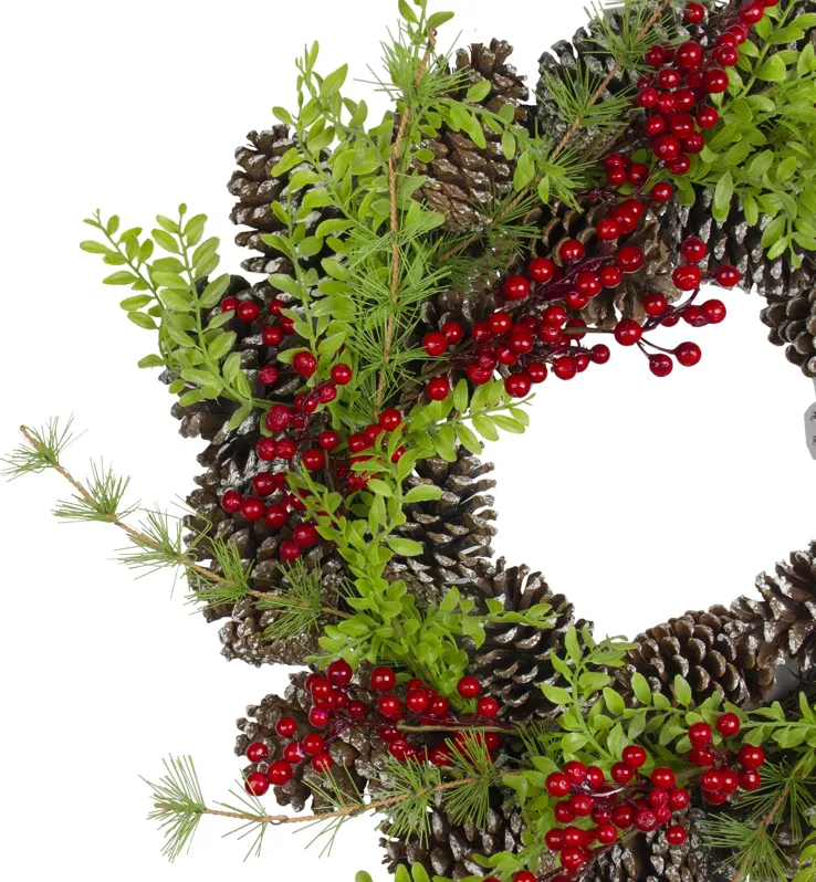 Frosted Pine Cones and Berries Artificial Christmas Wreath - 18-Inch  Unlit