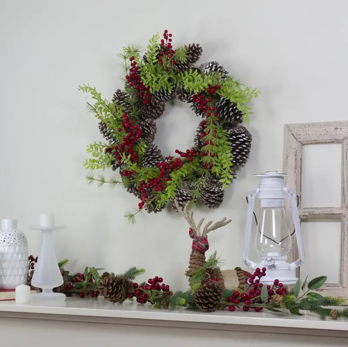 Frosted Pine Cones and Berries Artificial Christmas Wreath - 18-Inch  Unlit