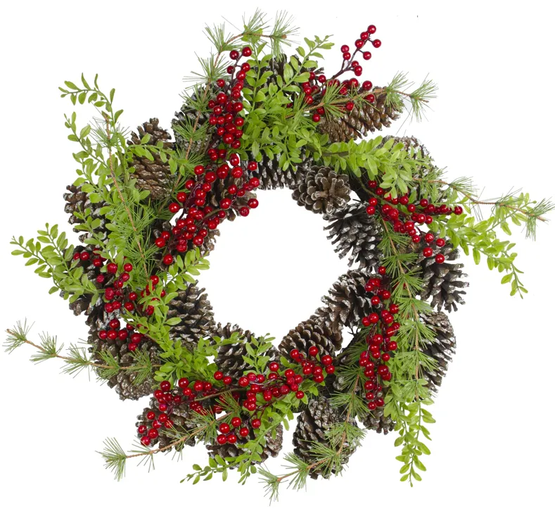 Frosted Pine Cones and Berries Artificial Christmas Wreath - 18-Inch  Unlit