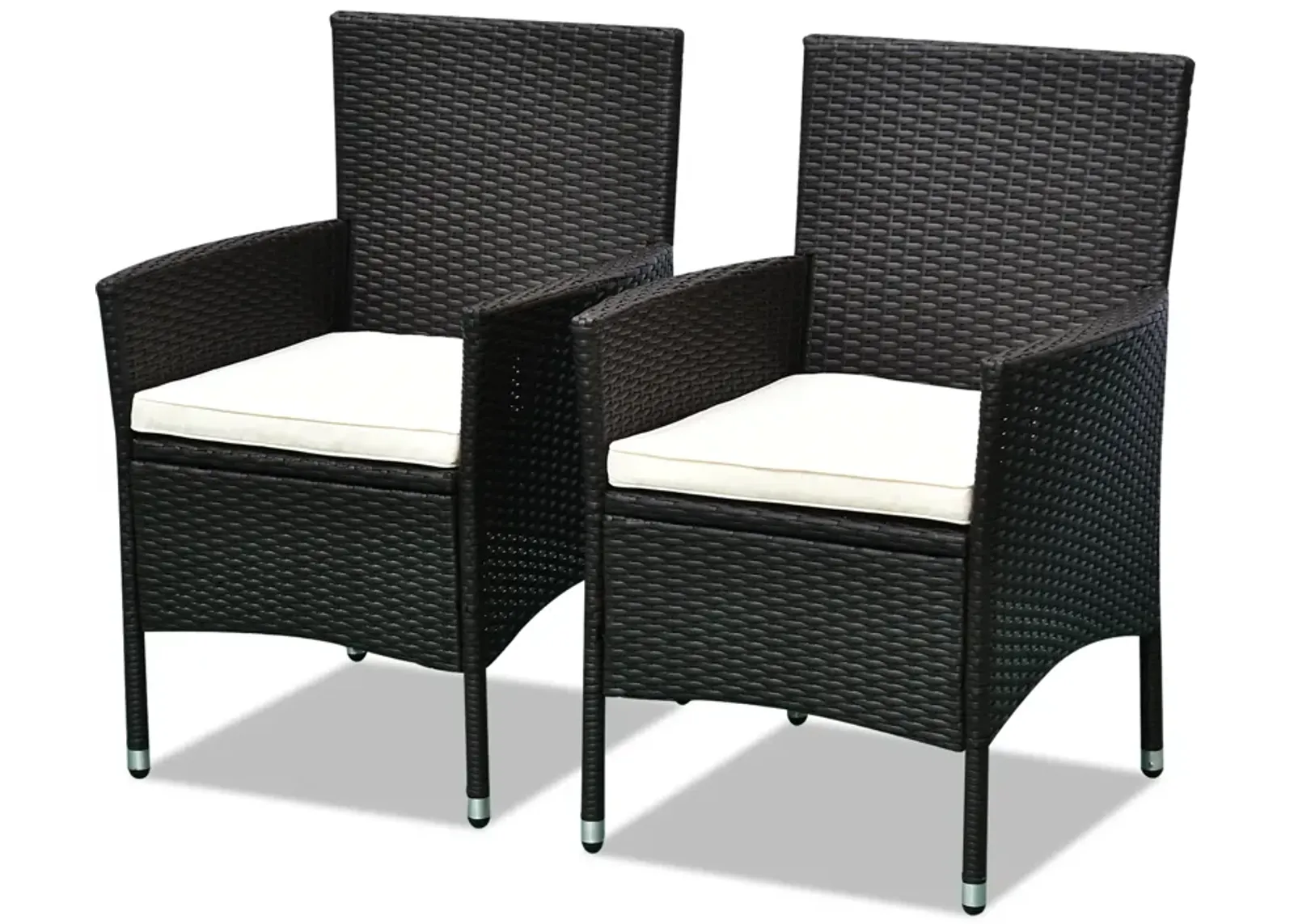 2PC Patio Rattan Wicker Dining Armrest Chairs Furniture W/ Cushions