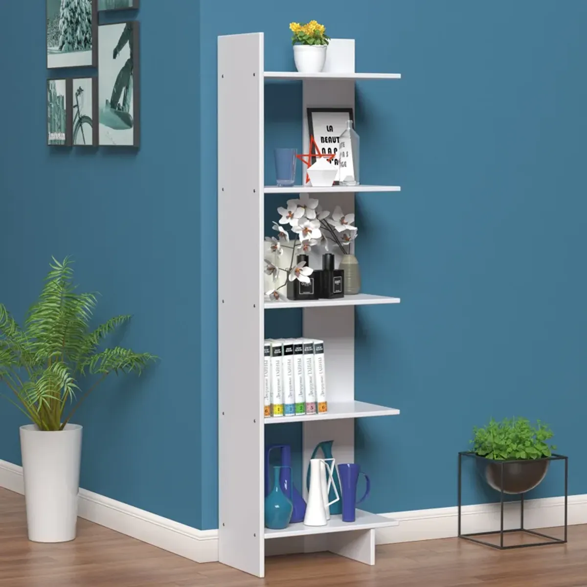 5-tier Freestanding Decorative Storage Display Bookshelf