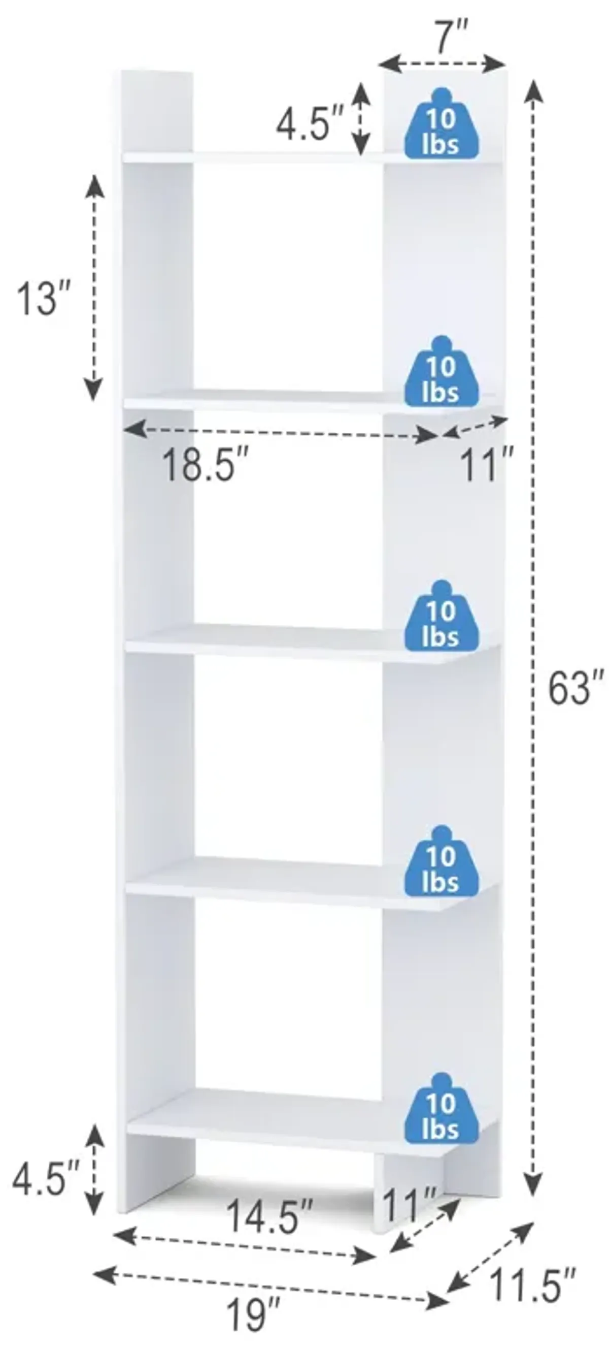 5-tier Freestanding Decorative Storage Display Bookshelf