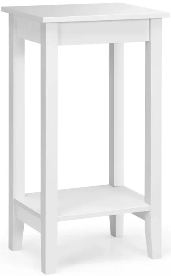 2-Tier Nightstand End Side Wooden Legs Table for Bedroom