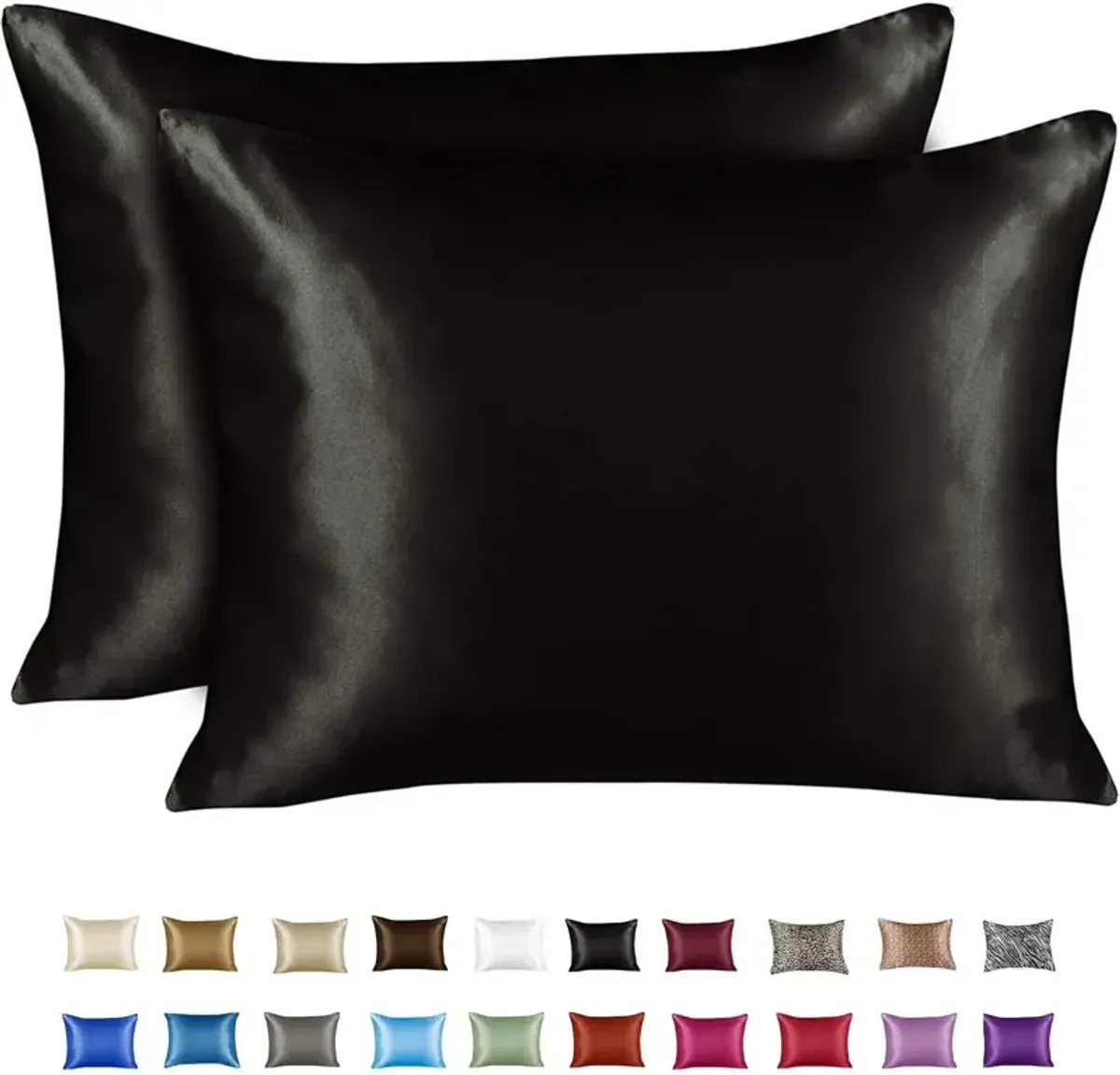 Satin Pillow Case with Zipper - Luxury Pillow Cover (Pillowcase Set of 2)