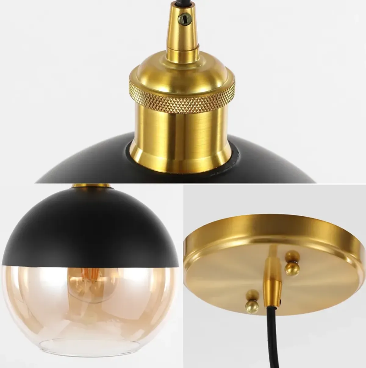 Nixon 1-Light Mid-Century Modern Metal/Glass Adjustable Drop Globe LED Pendants