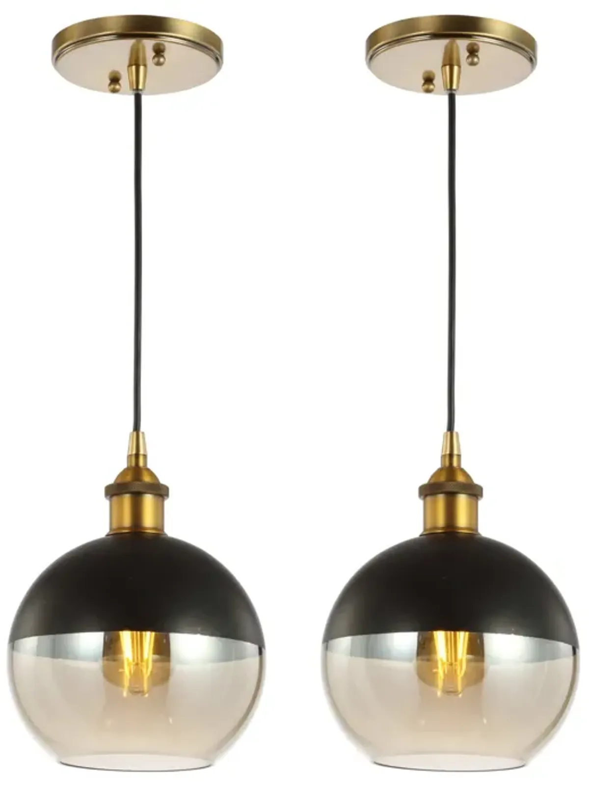 Nixon 1-Light Mid-Century Modern Metal/Glass Adjustable Drop Globe LED Pendants