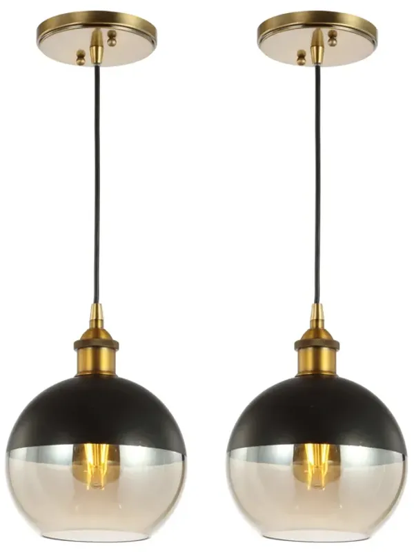 Nixon 1-Light Mid-Century Modern Metal/Glass Adjustable Drop Globe LED Pendants