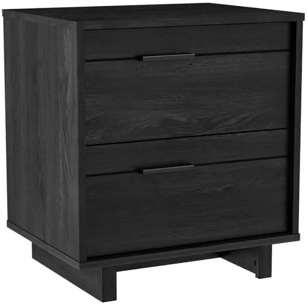 Hivvago Modern Bedroom Nightstand in Grey Black Wood Finish