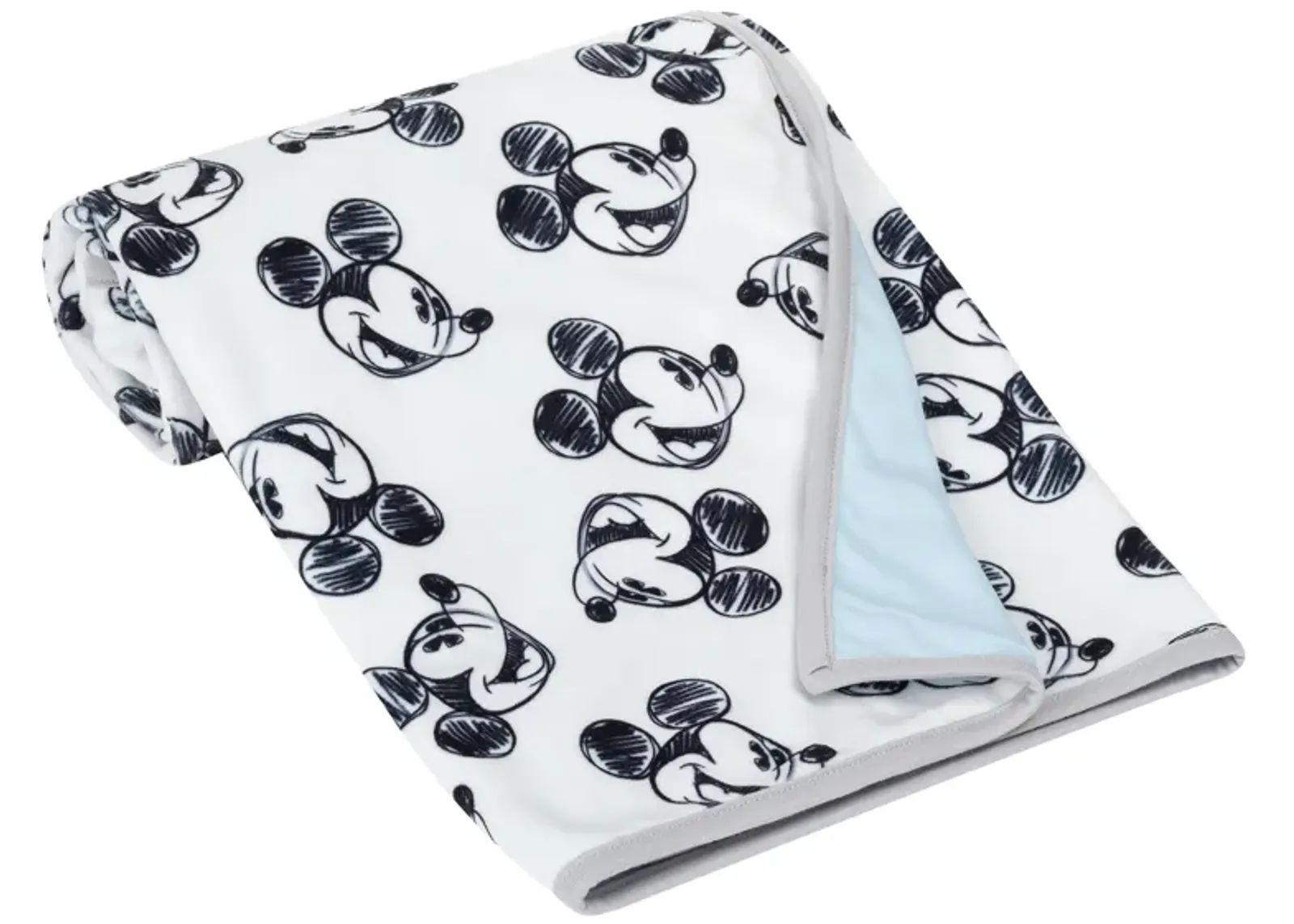 Lambs & Ivy Disney Baby MICKEY MOUSE Baby Blanket - Blue/White Minky/Jersey