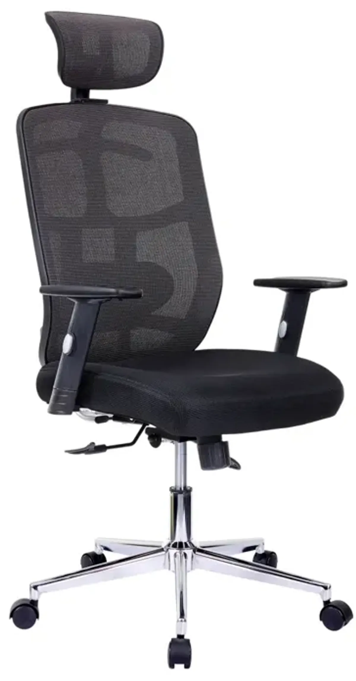 High Back Executive Mesh Office Chair With Arms, Lumbar Support And Chrome Base, Black