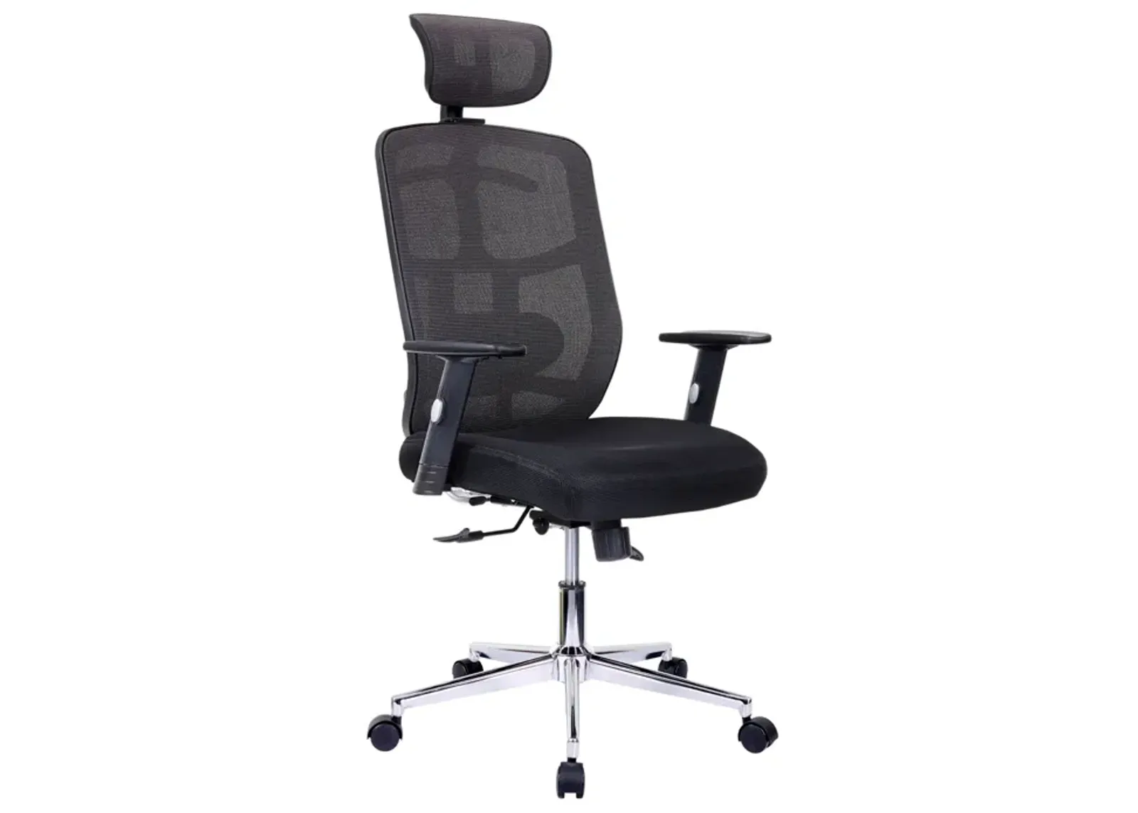 High Back Executive Mesh Office Chair With Arms, Lumbar Support And Chrome Base, Black