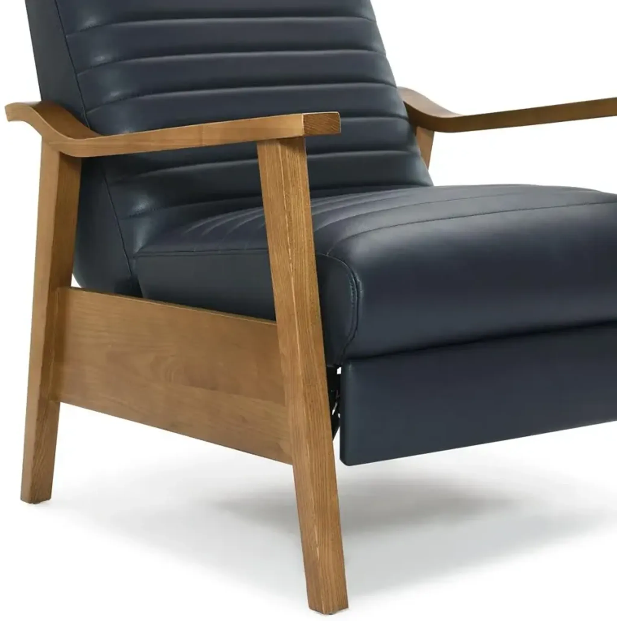 Comfort Pointe Arthur Wood Arm Push Back Recliner Midnight Blue Mathis ...