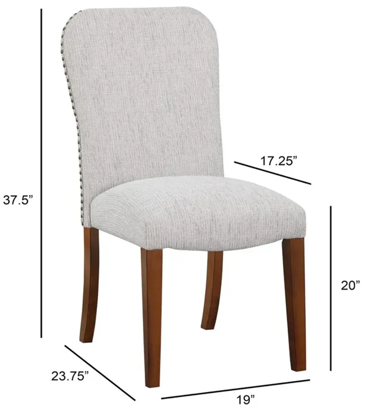 Salina Sea Oat Dining Chair in Performance Fabric with Nail Heads - set of 2