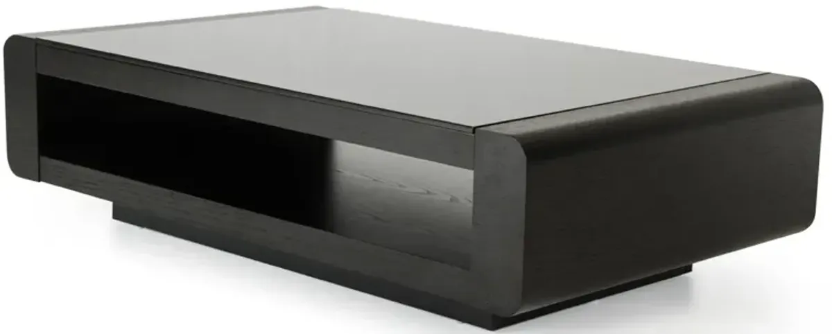 13 Black Oak Veneer And Glass Coffee Table