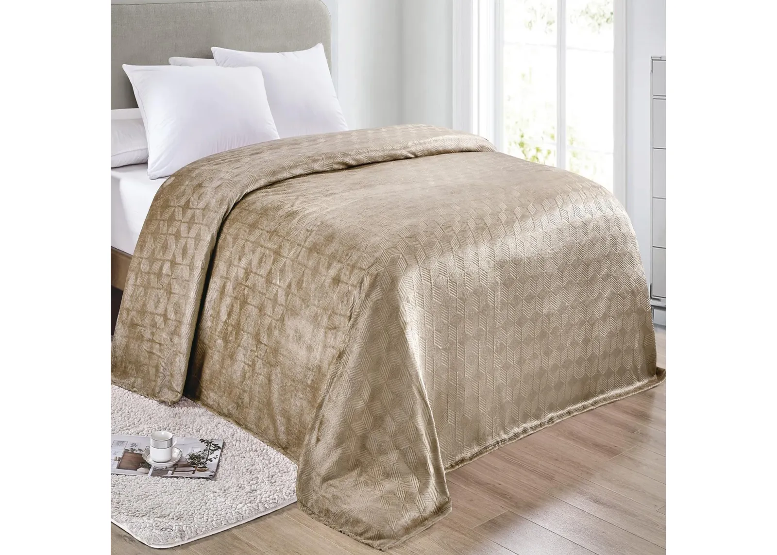 Amrani Bedcover Embossed Blanket, Soft Premium Microplush