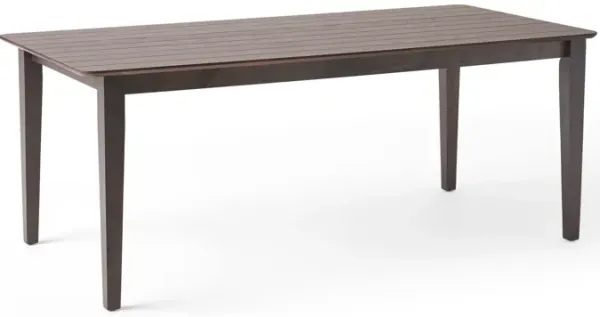 Dining Table, 76 Inch Rectangular, Curved Corners, Brown Rubberwood - Benzara